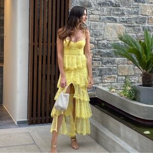 MAJORELLE Zelda Fitz Gown in Lemon